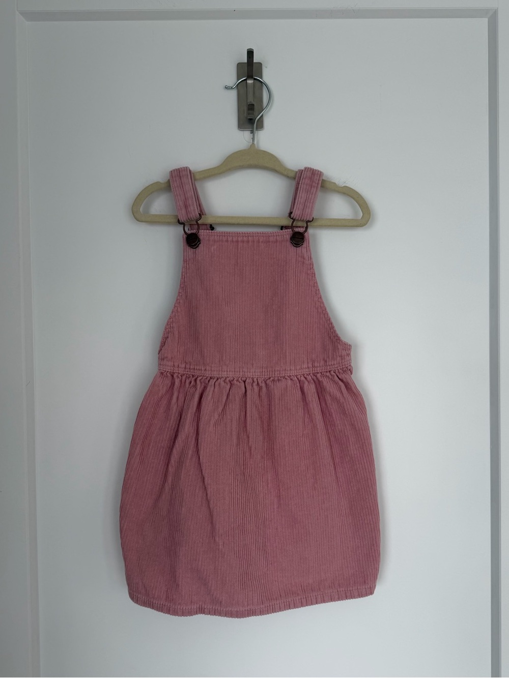ZARA Pink Corduroy Overall Dress Floral Lined Size 3-4 Years